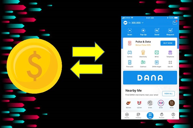 cara top up koin TikTok murah via aplikasi Dana