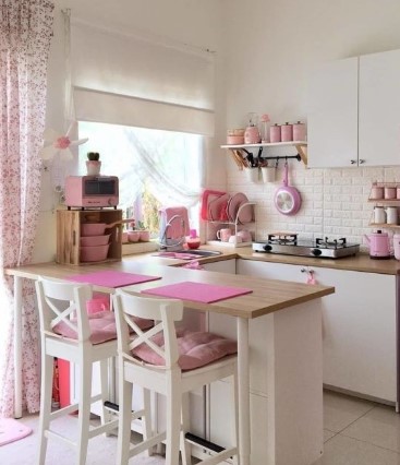 Gambar Dapur Nuansa Warna Pink 