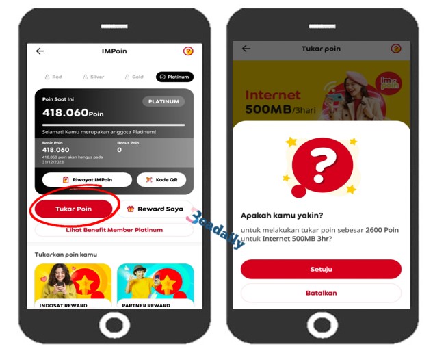 Cara tukar poin Indosat menggunakan aplikasi