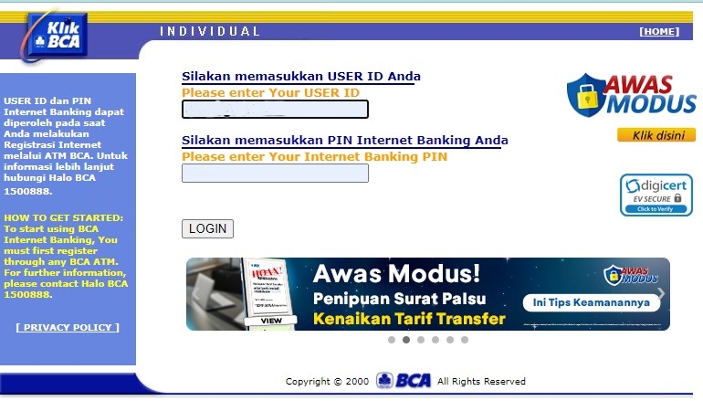 Ambil Uang Di ATM BCA Tanpa Kartu Lewat KlikBCA Internet Banking