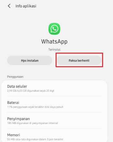 Gunakan Fitur Paksa Berhenti