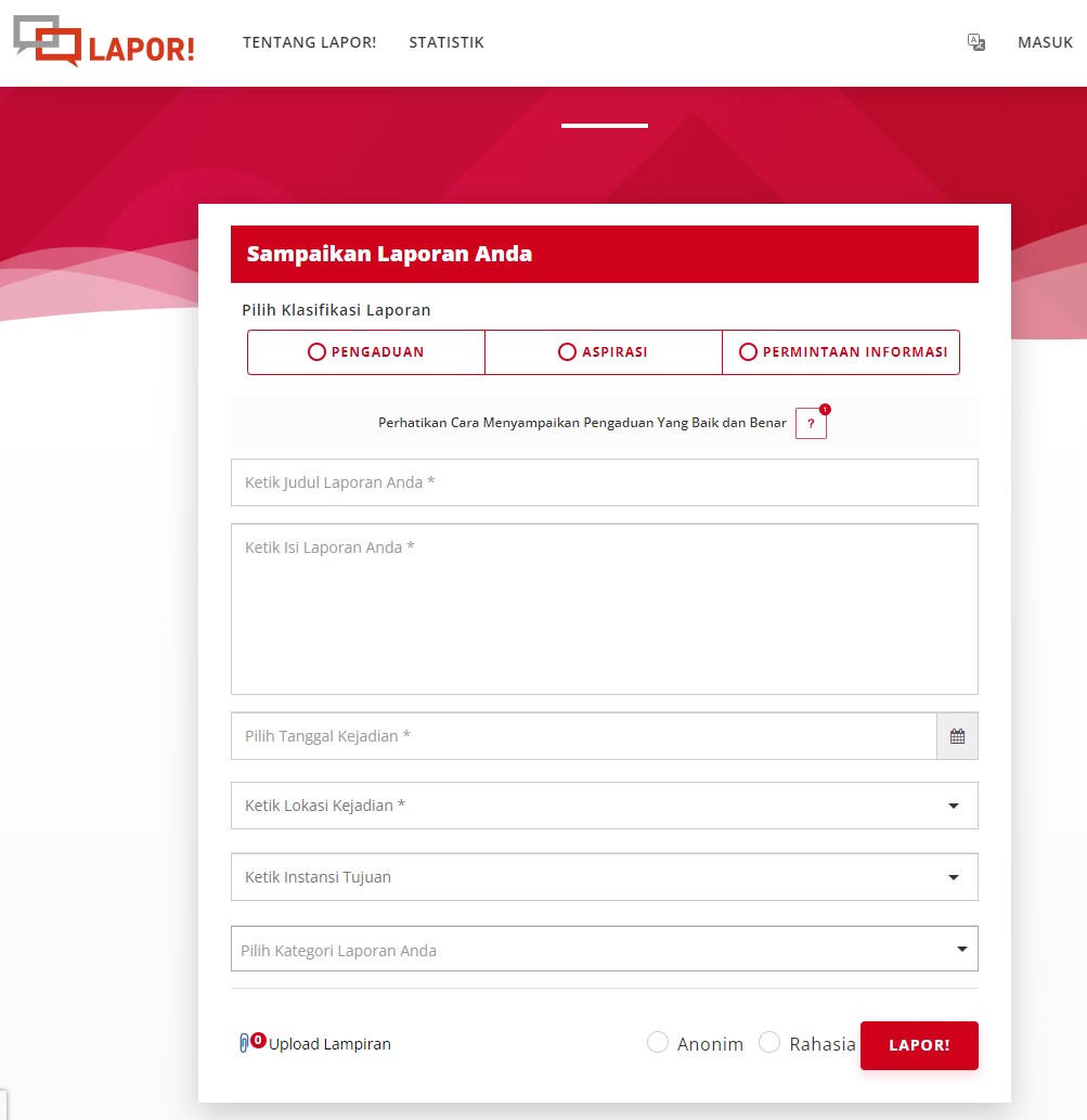 Lewat situs Lapor.go.id