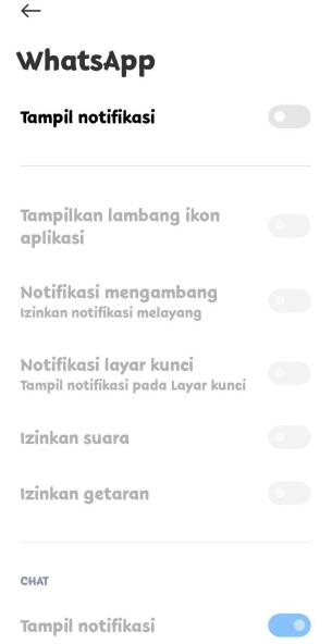 Mematikan Notifikasi WhatsApp