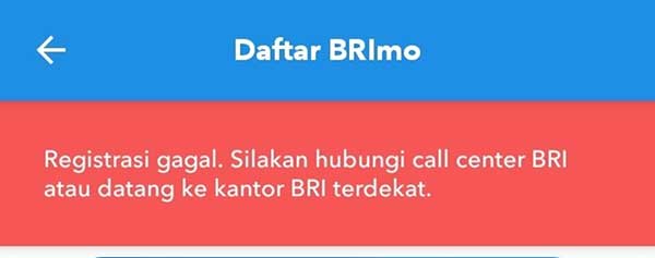 Penyebab Daftar BRImo Gagal