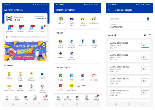 Aplikasi Top Up Saldo Maxim Driver Minimal 10 Ribu