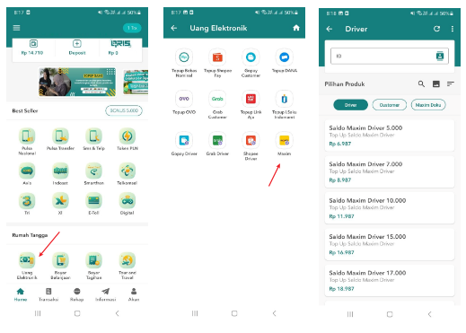 Aplikasi Top Up Saldo Maxim Driver Minimal 10 Ribu